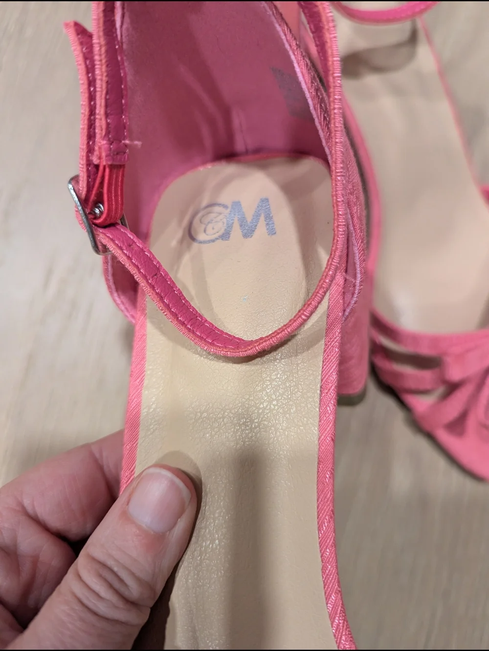 Pink Knotted Ankle-Strap Block Heels